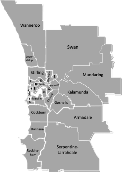 Perth service area map